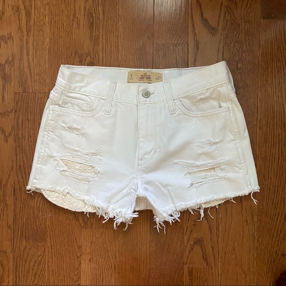 Hollister Pants - Hollister High Waisted Distressed White Shorts
